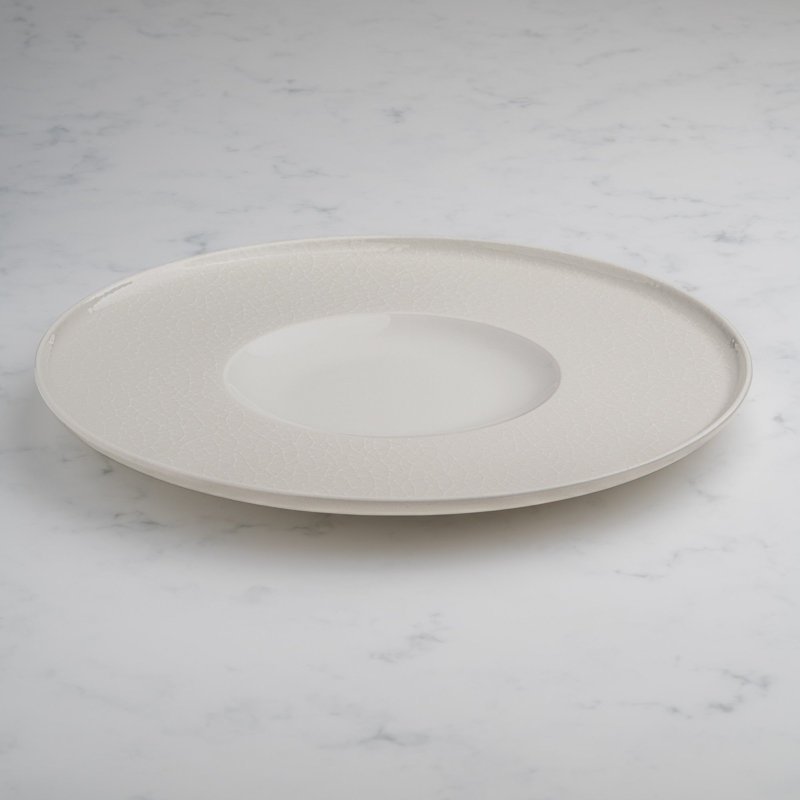 Assiette plate Privilege Gourmet en porcelaine de première qualité craquelée, 28 cm
