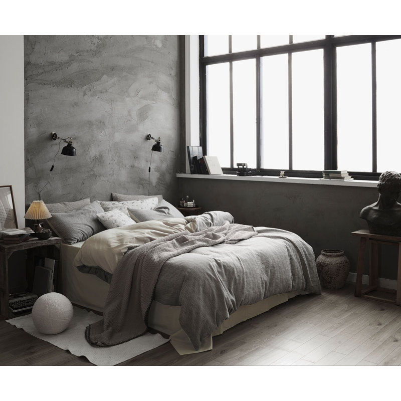  Ensemble de housse de couette pour lit double / très grand 100% coton texturé (comprend: 1 housse de couette 104 po x 90 po et deux taies décoratives 20 po x 36 po)