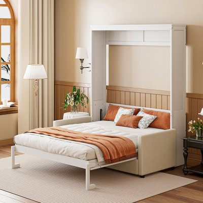 Lit escamotable double pleine grandeur avec coussin, conception peu encombrante