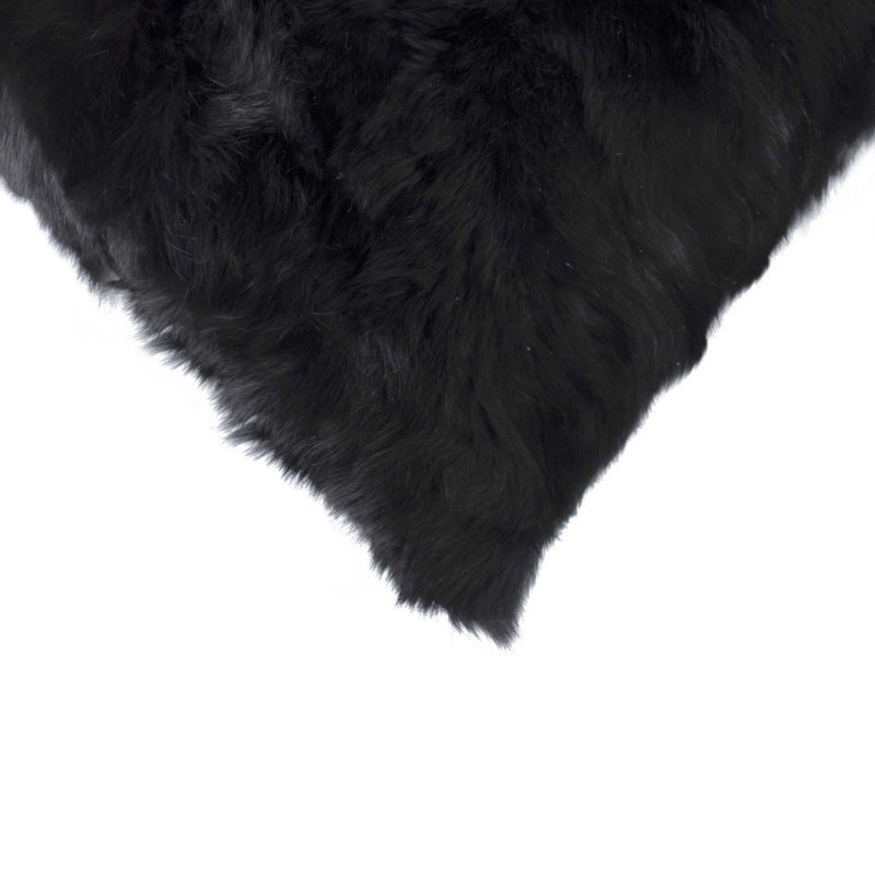 Real Fur Throw Pillow, Black