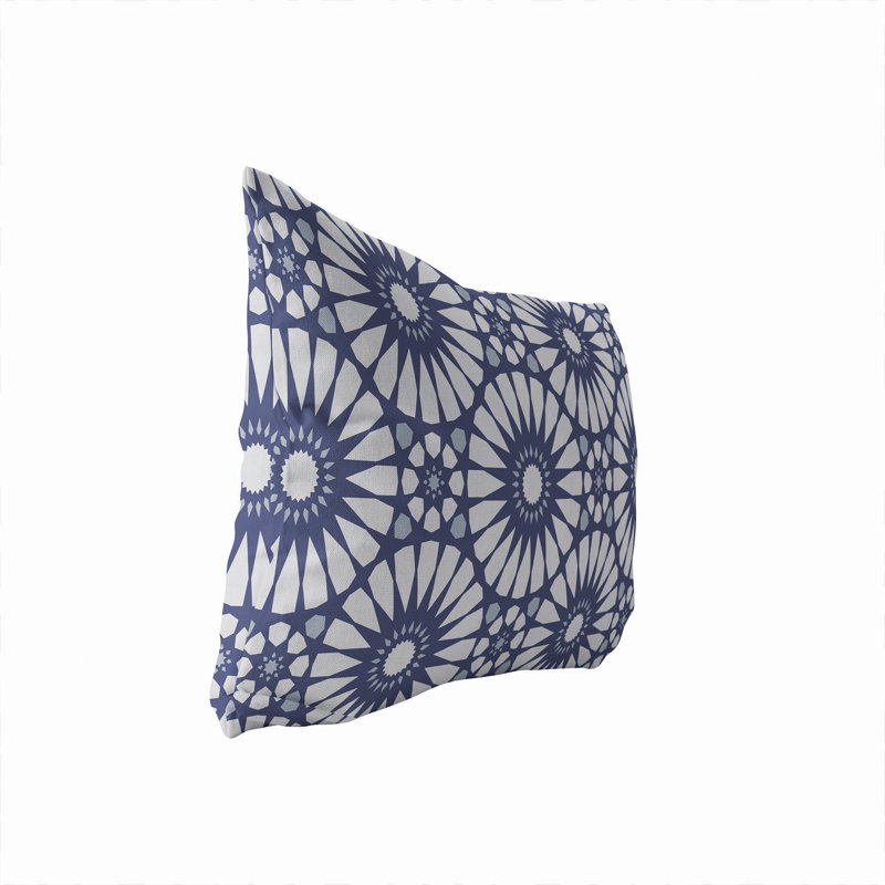 Coussin lombaire d'extérieur à motif géométrique Sylvia, Marine