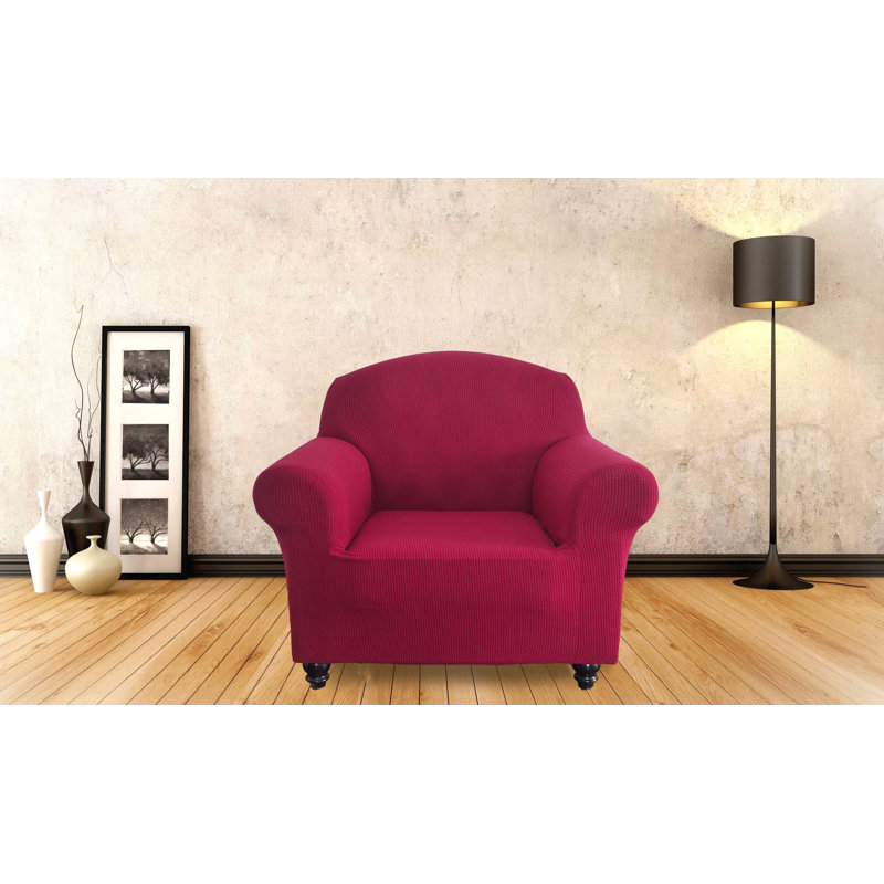(75x65") Chair Stretch Slipcover-Grey, Red Polyester 