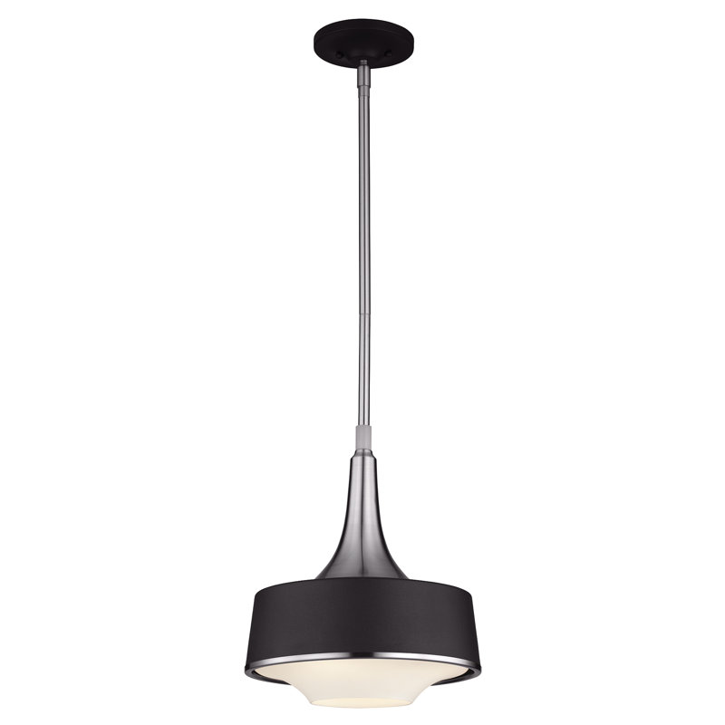 Holloway 1-Light Mini Pendant, Brushed Steel/Textured Black, 27.6 cm H x 22.9 cm W