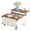 Table basse à plateau relevable avec station de charge, table basse carrée avec lumières à capteur, table centrale avec armoire de rangement et roulettes verrouillables-196086848