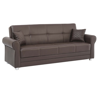 Bertrand 86 in. Vegan Leather 3-Seater Twin 3-in-1 Sleeper Sofa Bed with Storage by Red Barrel Studio