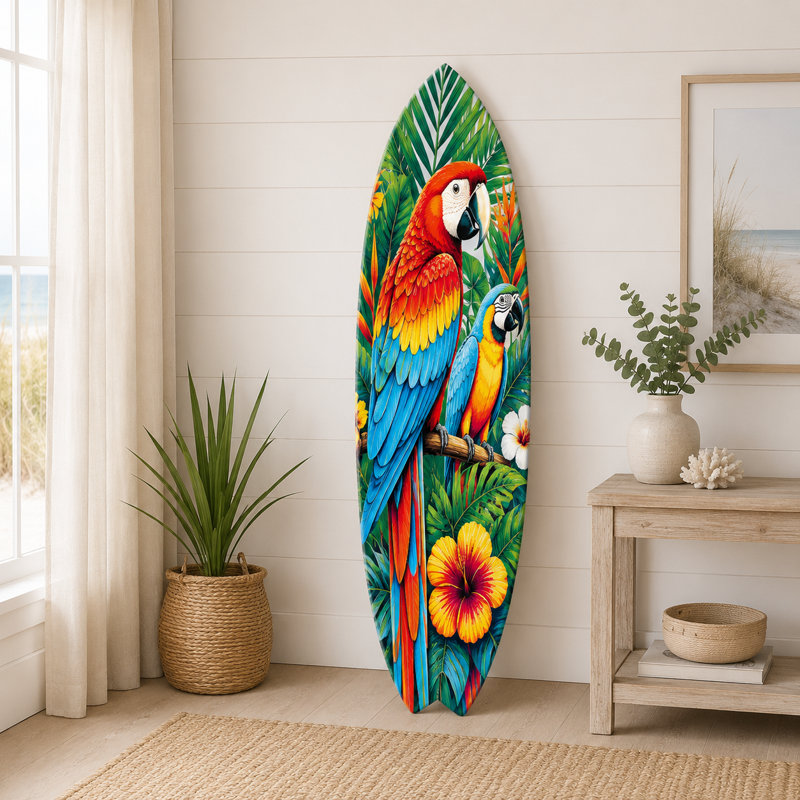 Planche de surf tropicale, décor de plage et de bord de mer, intérieur extérieur, 2 pi