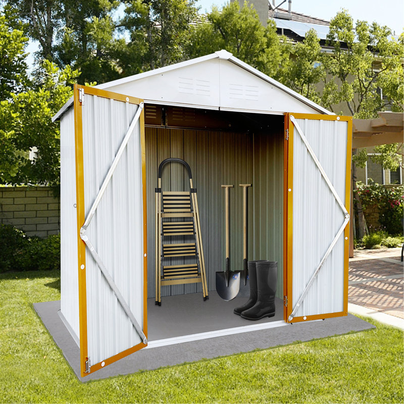 Versatile Outdoor Storage Shed With Advanced Protection And Security Features, White, 75.6" H x 73" W x 46.4" D
