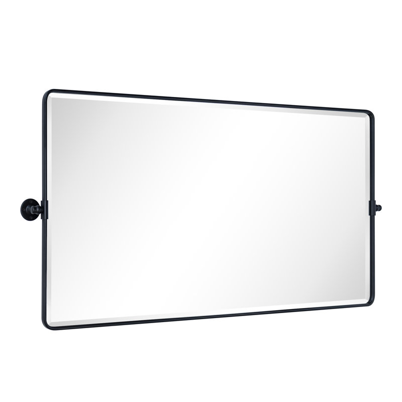 Beveled Pivoting Mirror, Matte Black, 28" x 54"
