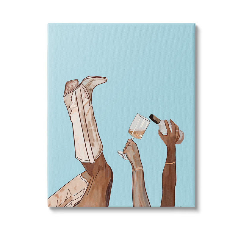 «Cowgirl Versing Wine», art mural sur toile par Amelia Noyes, H 48 po x l 36 po