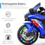 Motocyclette électrique 3 roues 12V pour enfants, pneu léger à DEL Bluetooth, jouet à piles et amortisseur pour garçons 3-8 ans, bleu-130523336