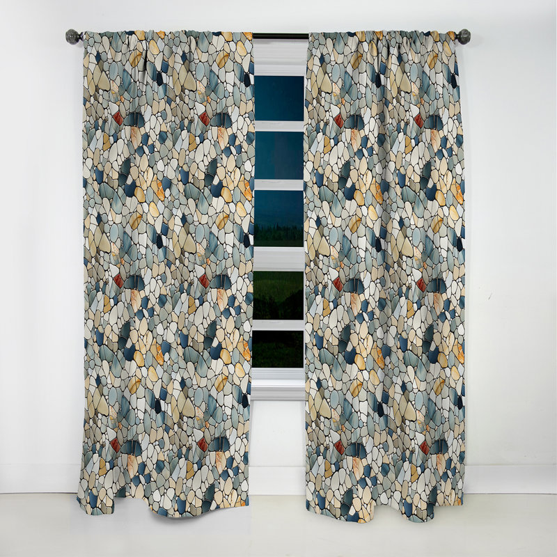 Pebble Mosaic Tropical Motif II - Rideau floral - Rideau occultant floral - 1 panneau, L 52 po x L 63 po