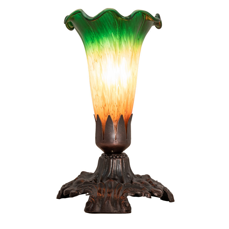7" High Amber/Green Pond Lily Accent Lamp