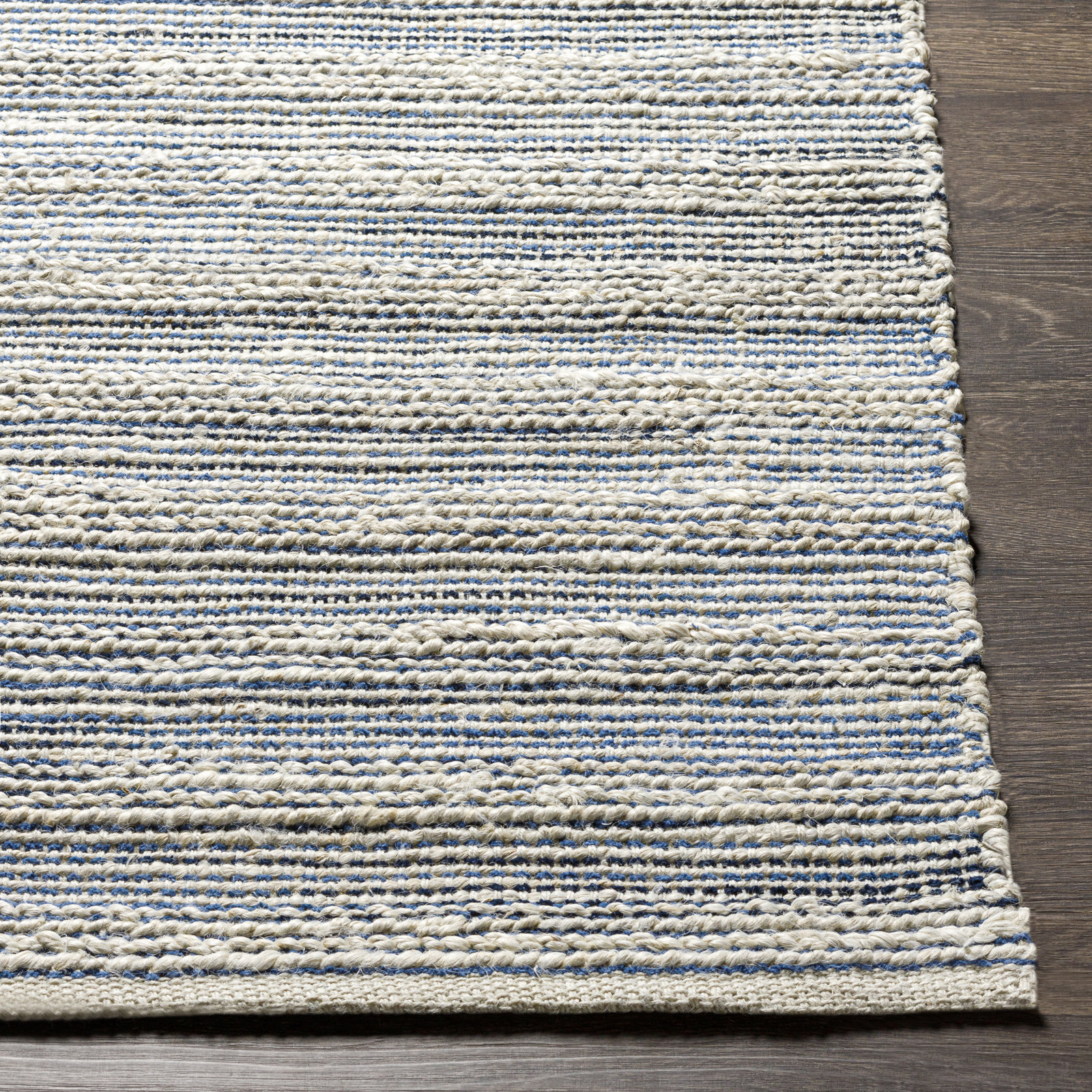 Osterley Handmade Blue/Ivory Rug, Rectangle 6' x 9'
