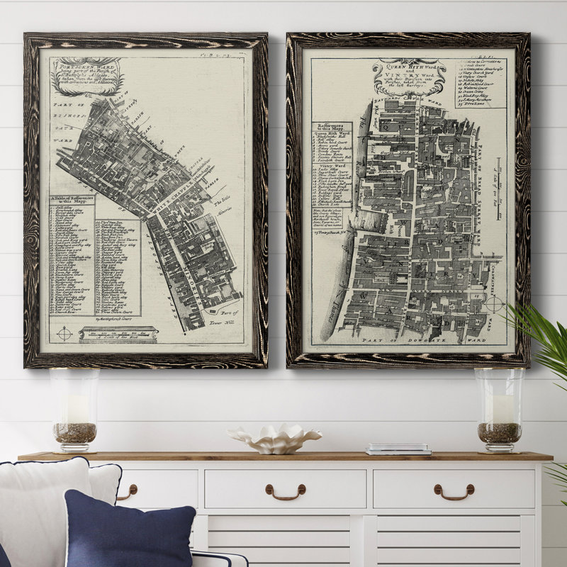 Quays of London III - ensemble de 2 peintures encadrées, Toile avec cadre en noyer, H 20 po x l 34 po x P 1,5 po