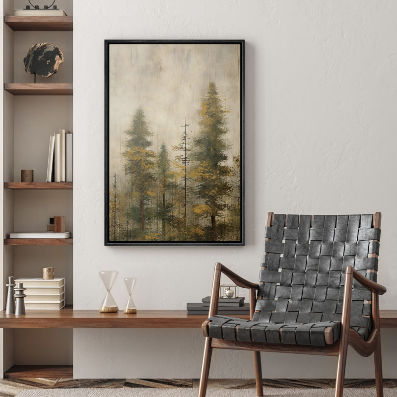 Pin, forêt, style champêtre, illustrations boisées, campagne française rustique, Noir, H 24 po x l 16 po