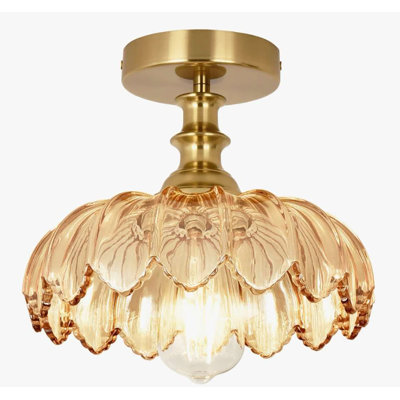 Green Glass Semi‑Flush Mount Ceiling Light