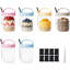 Ensemble de 6 contenants pour avoine de nuit avec couvercles et cuillères, pots Mason résistants aux fuites de 16 oz pour yogourt, salade, céréales, pudding au chia, ensemble multicolore (rose, bleu, jaune, gris)