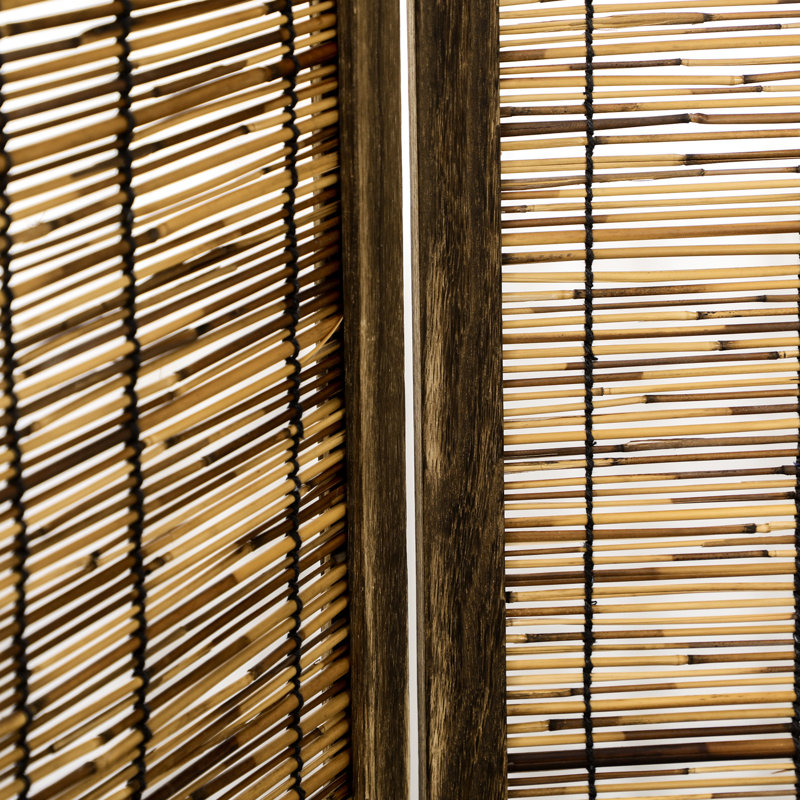 Paravent 4 panneaux, intimité portable 5,5 pi. Style tissé à la main, bois, pour écran d'intimité pour atelier, séparateur de panneau. Tissé et pratique