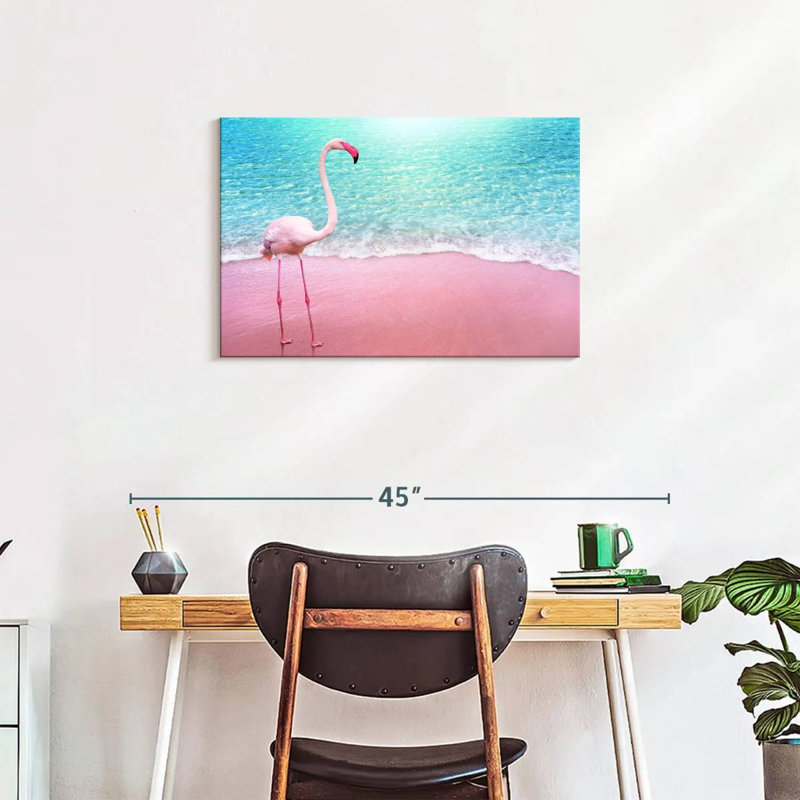 Flamant rose plage Brampt, H 20 po x l 30 po