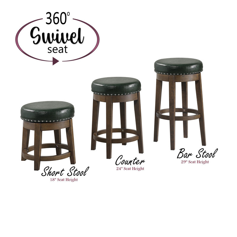Tabouret pivotant 18 po Bauxite Red Barrel Studio® Furniture en similicuir noir (ensemble de 2), Vert olive