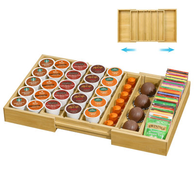 Coffee Pod Holder Drawer, Bamboo K Cup Holder Compatible With Nespresso Vertuo Capsules, 25-45 K Cup Drawer Organizer For Coffee Station Home Office A -  APPENIN WINTER PARK CORP, QLB0C3TPH3Q8