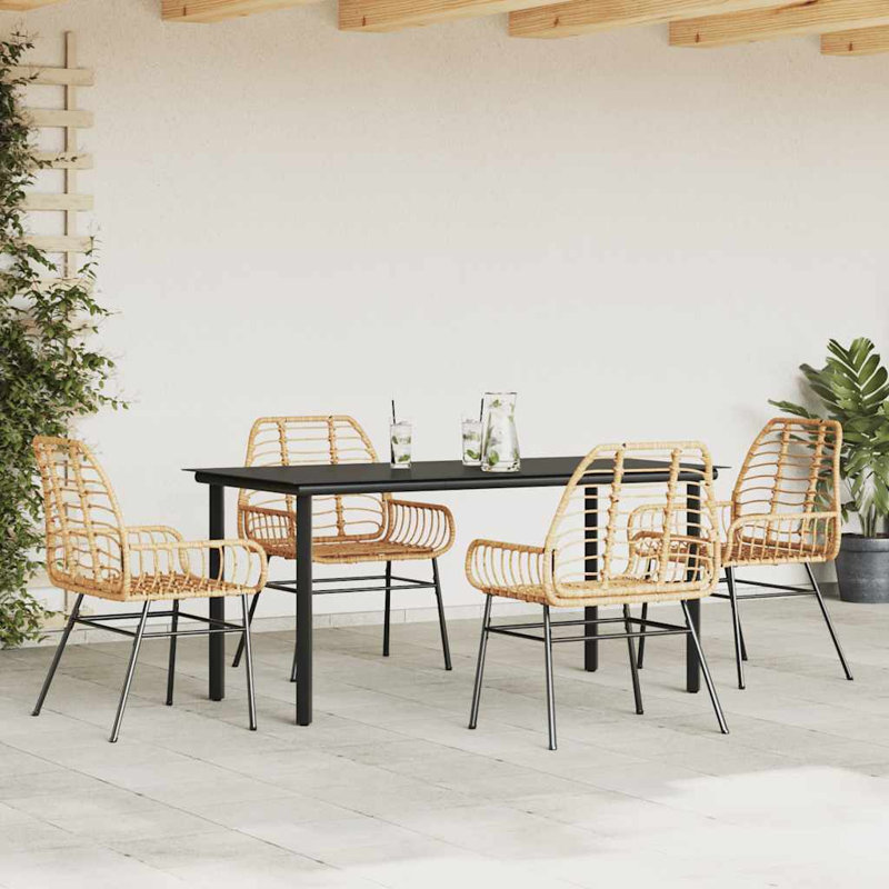 Patio Dining Set with Rectangular Table, 74cm H x 160cm W x 80cm D, 4