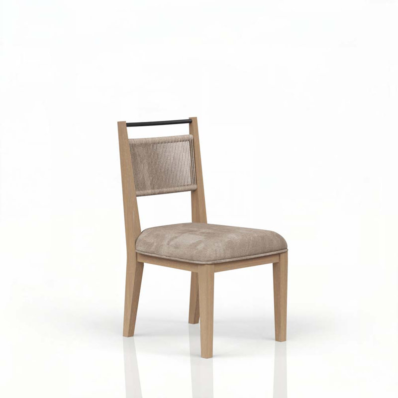 Chaises de salle à manger, chaise à dossier en corde, Beige