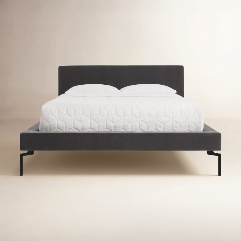 New Standard Upholstered Platform Bed, King, Storm Velvet/Black