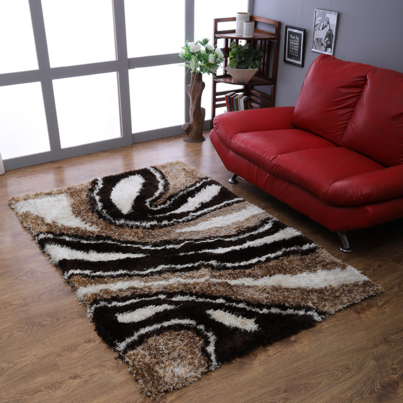 Tapis à poils longs en polyester touffeté à la main Eden, Rectangulaire 8 pi x 10 pi