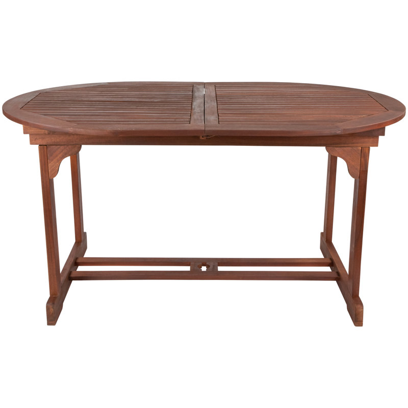 Oval Acacia Wood Folding Patio Dining Table with Brass Hardware