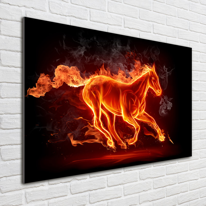 Horse In Flames - No Frame Print on Glass
