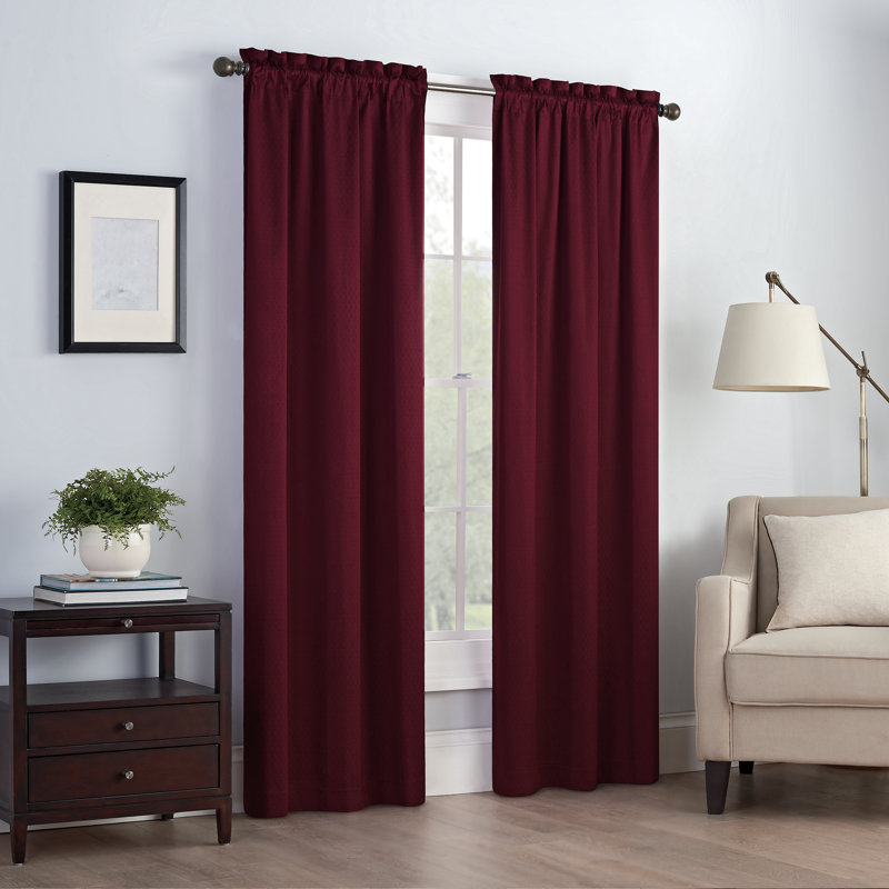 Canova Polyester Blend Light Filtering Curtain Panel, Burgundy, 42" W x 95" L