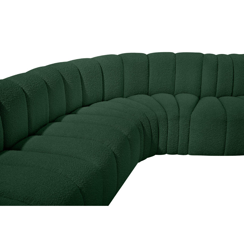 Canapé et méridienne rembourrés Hirah, Tissu bouclé vert