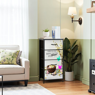 4 Drawer Dresser for Bedroom, Narrow Chest of Drawers, Wooden Top and Study Iron Frame 18"x37.5"-(WxH)