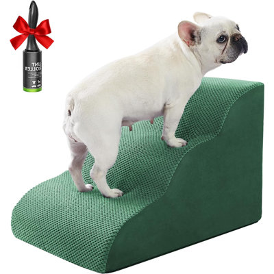 Rampes d'escalier pour chien pour les petits chiens moyens aux lits et aux canapés jusqu'à 18 po, marches pour chien avec mousse robuste à haute densité, escaliers pour animaux de compagnie avec fond antidérapant pour chiot et chats, avec rouleau ép