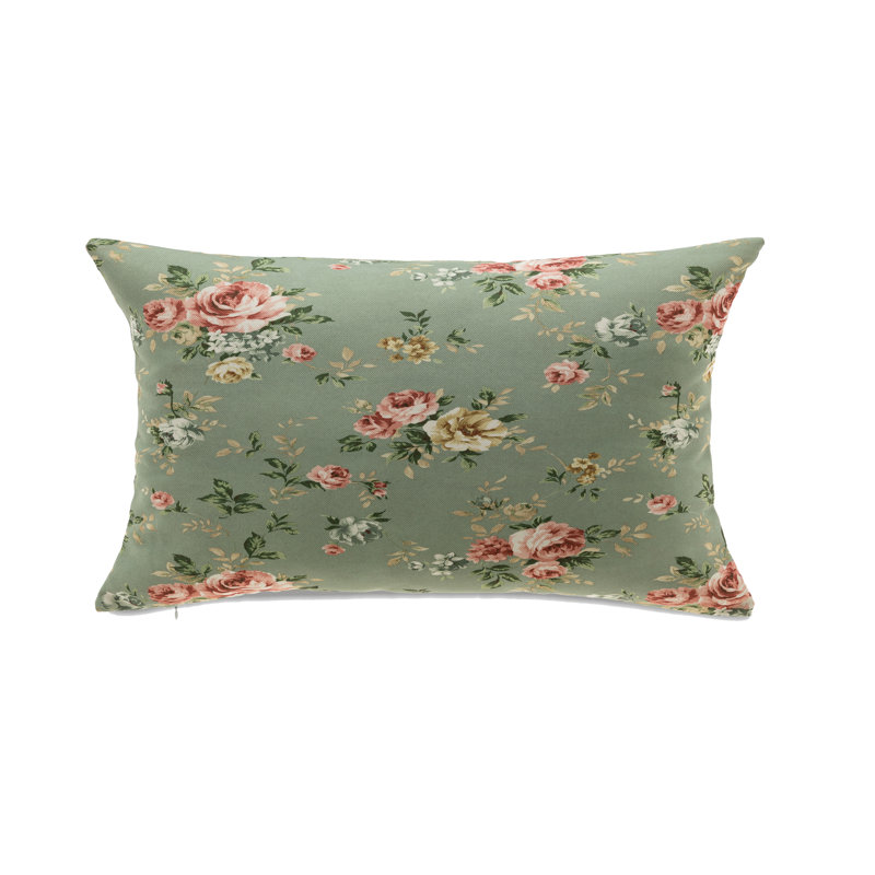 Florence Pillow Cover, Green Floral, Pillow Cover Only - No Insert