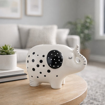 Figurine de pièce de monnaie en céramique Playful Elephant