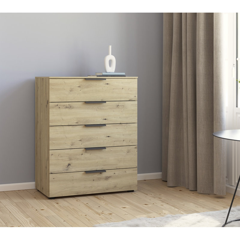 Flipp 5 - Drawer Chest of Drawers, Artisan Oak/Graphite