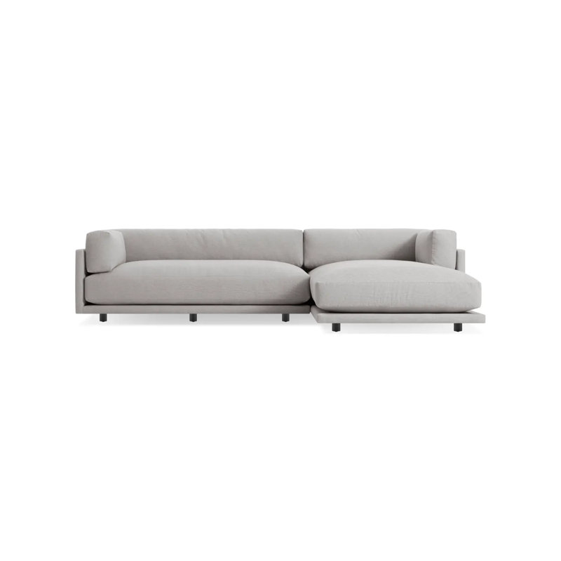 Sunday Chaise Sectional, Agnew Gray Textured Basketweave, Right Hand Facing