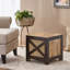 Table de bout en bois rustique avec panneau tissé, table basse carrée pour le salon, naturel