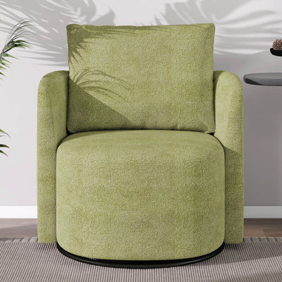Fauteuil demi-tonneau avec accoudoirs 29,9 po, fauteuil pivotant à 360 ° et canapé rembourré simple avec dossier courbé