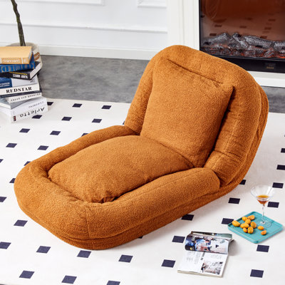 Roomfitters Folding Sofa Chair with 5 Adjustable Positions, Velvet Floor Lounge Chair for Gaming, Meditation and Relaxation, Brown