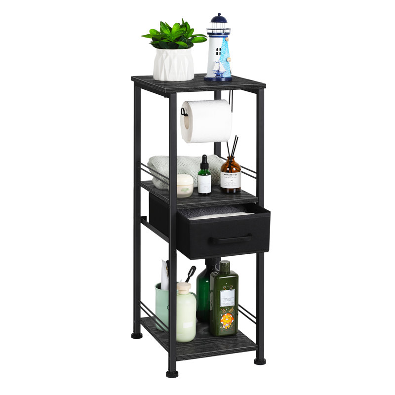 Allisun Medium Density Fiberboard (MDF) Freestanding Bathroom Shelves, Matte Black