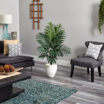 54'' Faux Palm Tree in Stone Planter