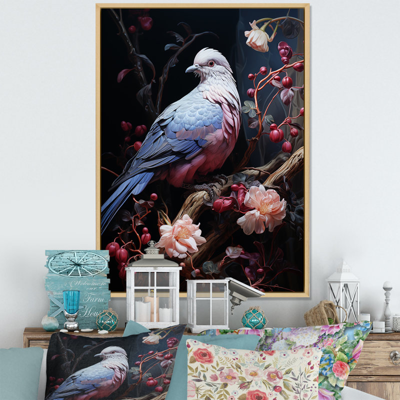 Dove Reverie I - art mural colombe, Cadre flottant brun, H 44 po x l 34 po x P 1,5 po