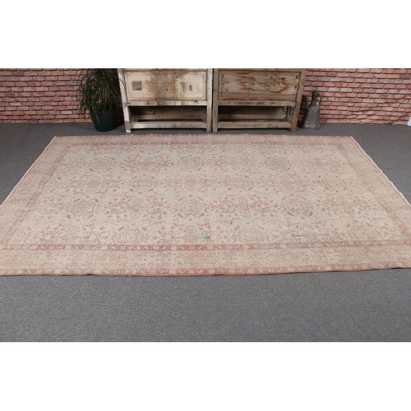 Grand tapis turc vintage en laine idéal pour la chambre à coucher ou la salle à manger