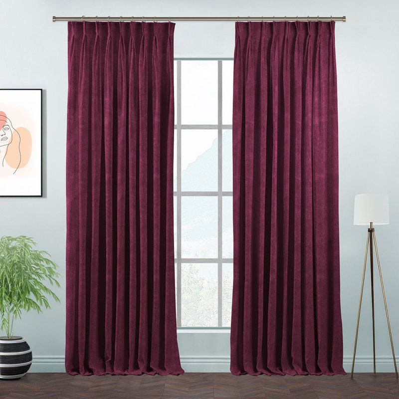 Room Darkening Single Curtain Panel, Maroon, 130cm Width x 450cm Drop