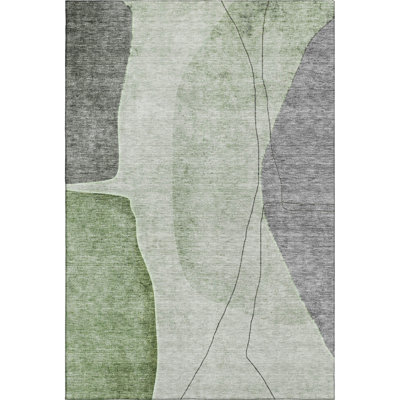 Premium Machine Washable Prisco Green Rug
