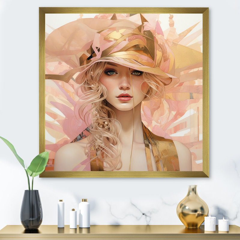 Art nouveau rétro beauté intemporelle élégance - impression, H 36 po x l 36 po x P 1,5 po, Cadre doré à une seule photo
