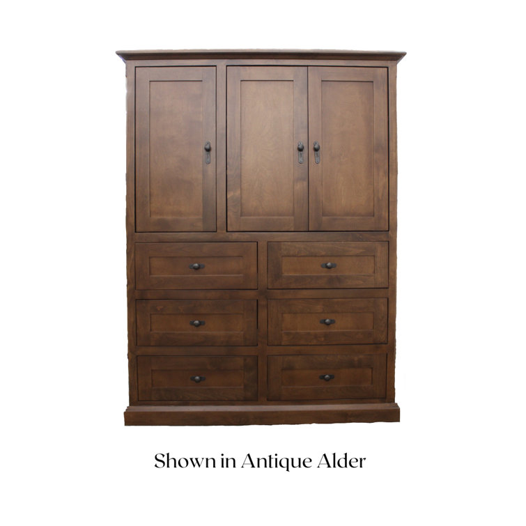 Georgia Rustic Solid Wood Wardrobe Armoire Closet with 4 Drawers.